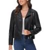 imageMAGCOMSEN Womens Leather Casual Jacket Lightweight Faux Leather Fall Spring Biker Vintage JacketsBlack