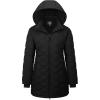 imageMAGCOMSEN Womens Long Winter Quilted Puffer Jackets Lightweight Warm Insulated Coat Waterproof Outwear Parkas with HoodBlack