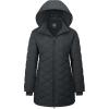 imageMAGCOMSEN Womens Long Winter Quilted Puffer Jackets Lightweight Warm Insulated Coat Waterproof Outwear Parkas with HoodDark Grey
