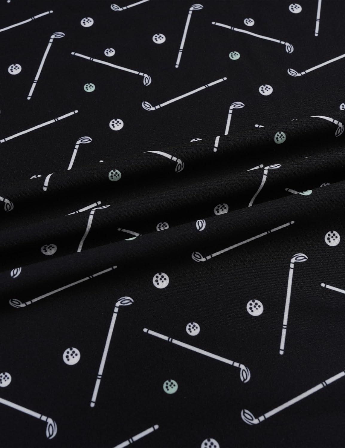 imageMAGCOMSEN Mens Golf Shirt Short Sleeve Dry Fit Moisture Wicking Golf Polos Casual Performance Print Collared Shirt MenGolf Black