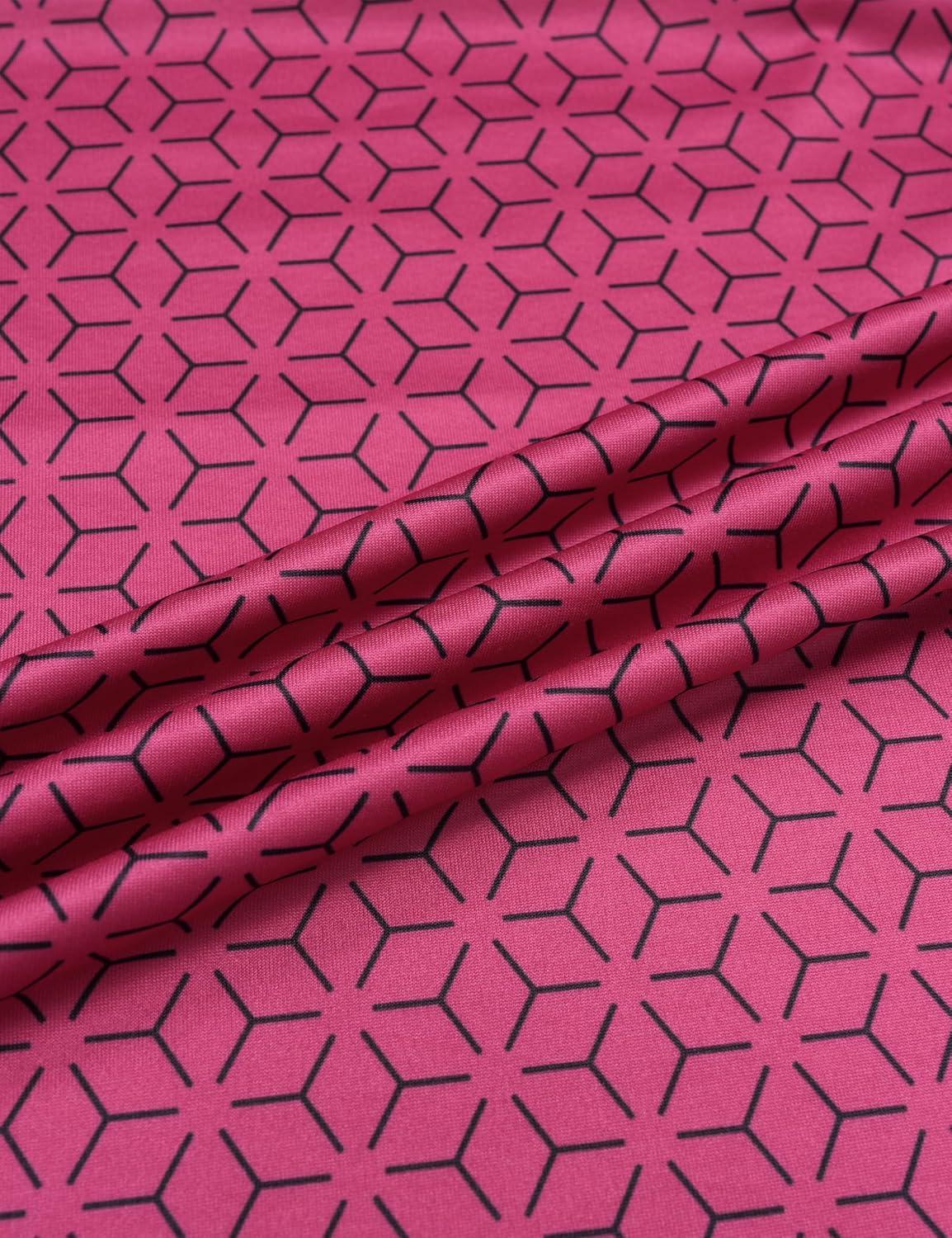 imageMAGCOMSEN Mens Golf Shirt Short Sleeve Dry Fit Moisture Wicking Golf Polos Casual Performance Print Collared Shirt MenLine Pink