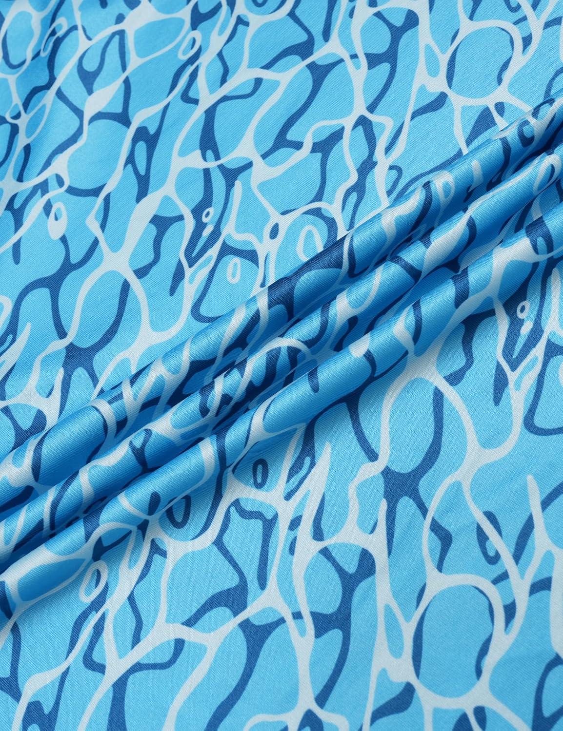 imageMAGCOMSEN Mens Golf Shirt Short Sleeve Dry Fit Moisture Wicking Golf Polos Casual Performance Print Collared Shirt MenWave Blue