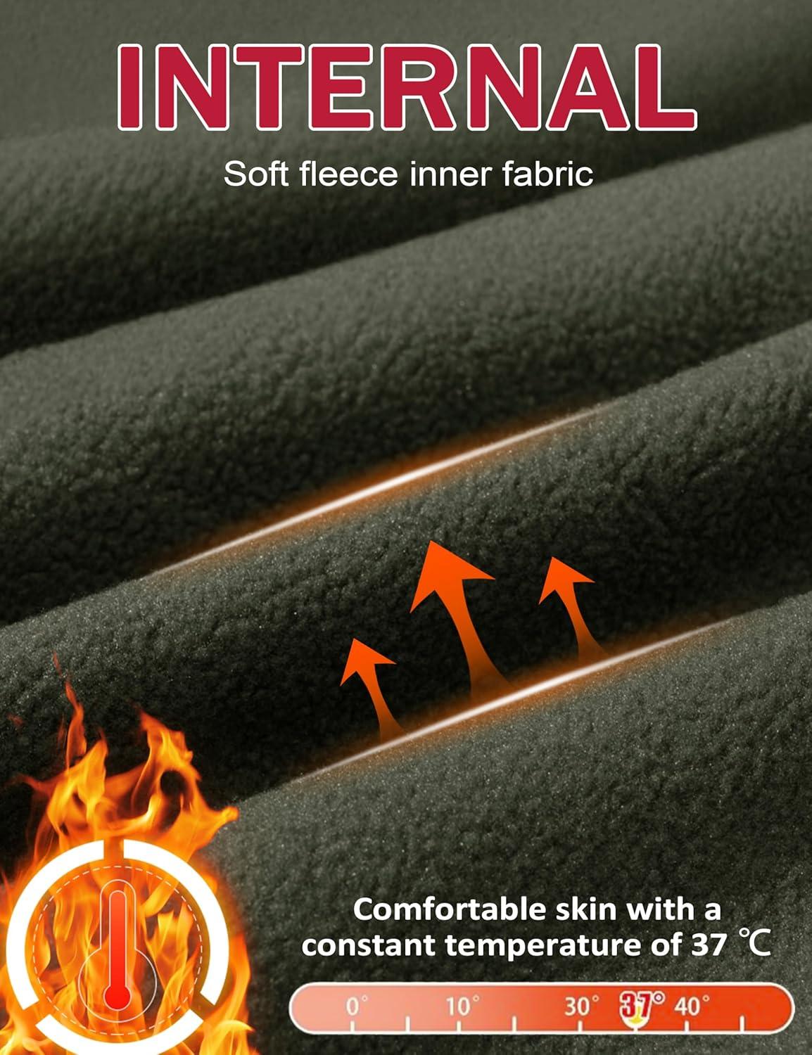 imageMAGCOMSEN Mens Snow Ski Waterproof Pants Winter Fleece Lined Insulated Work Outdoor Hiking Snowboard Pants 4 PocketsArmy Green