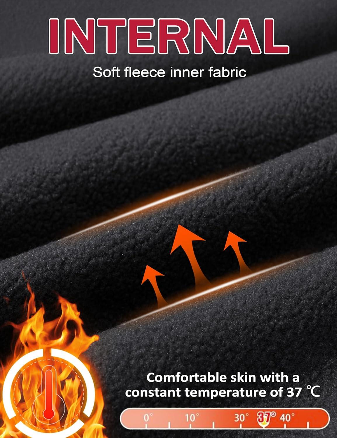 imageMAGCOMSEN Mens Snow Ski Waterproof Pants Winter Fleece Lined Insulated Work Outdoor Hiking Snowboard Pants 4 PocketsBlack