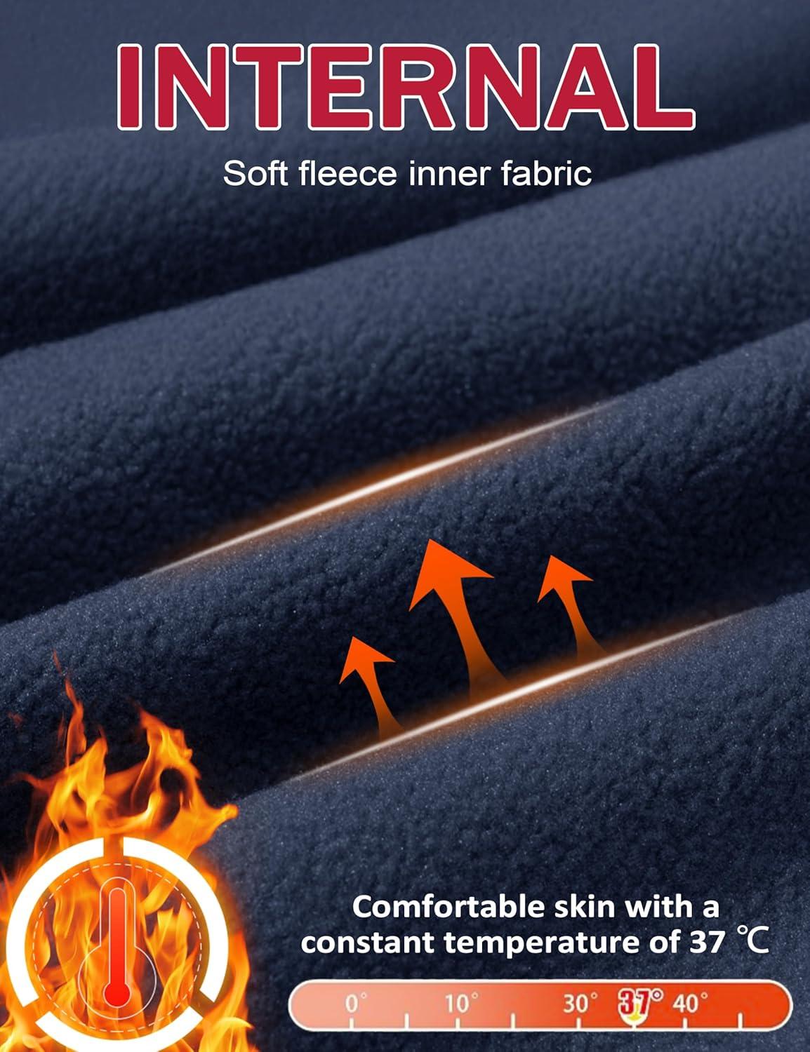 imageMAGCOMSEN Mens Snow Ski Waterproof Pants Winter Fleece Lined Insulated Work Outdoor Hiking Snowboard Pants 4 PocketsNavy Blue