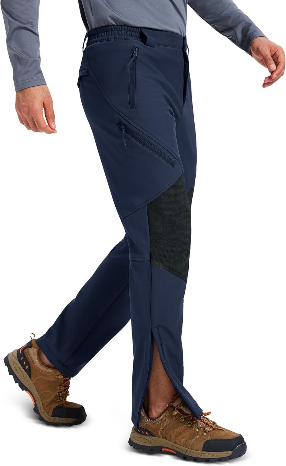 imageMAGCOMSEN Mens Snow Ski Waterproof Pants Winter Fleece Lined Insulated Work Outdoor Hiking Snowboard Pants 4 PocketsNavy Blue