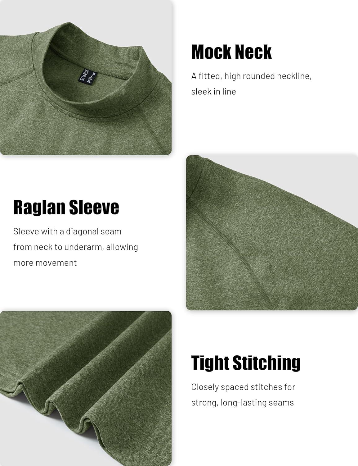 imageMAGCOMSEN Mens Thermal Shirts Long Sleeve Fleece Lined Base Layer Undershirts Athletic Warm Winter Workout TopArmy Green