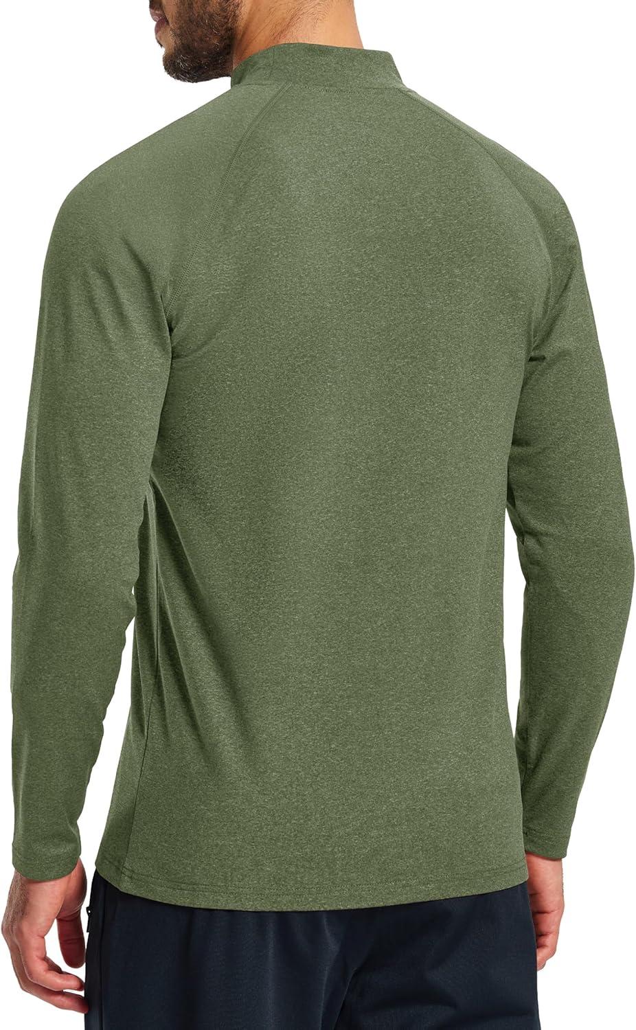 imageMAGCOMSEN Mens Thermal Shirts Long Sleeve Fleece Lined Base Layer Undershirts Athletic Warm Winter Workout TopArmy Green