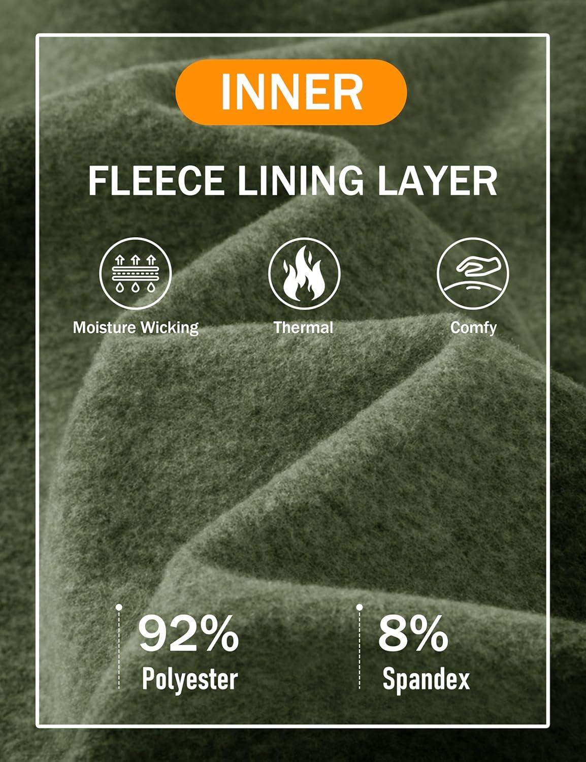 imageMAGCOMSEN Mens Thermal Shirts Long Sleeve Fleece Lined Base Layer Undershirts Athletic Warm Winter Workout TopArmy Green