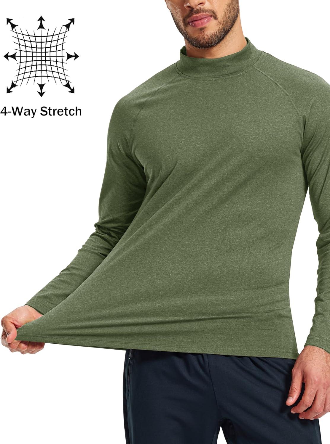 imageMAGCOMSEN Mens Thermal Shirts Long Sleeve Fleece Lined Base Layer Undershirts Athletic Warm Winter Workout TopArmy Green