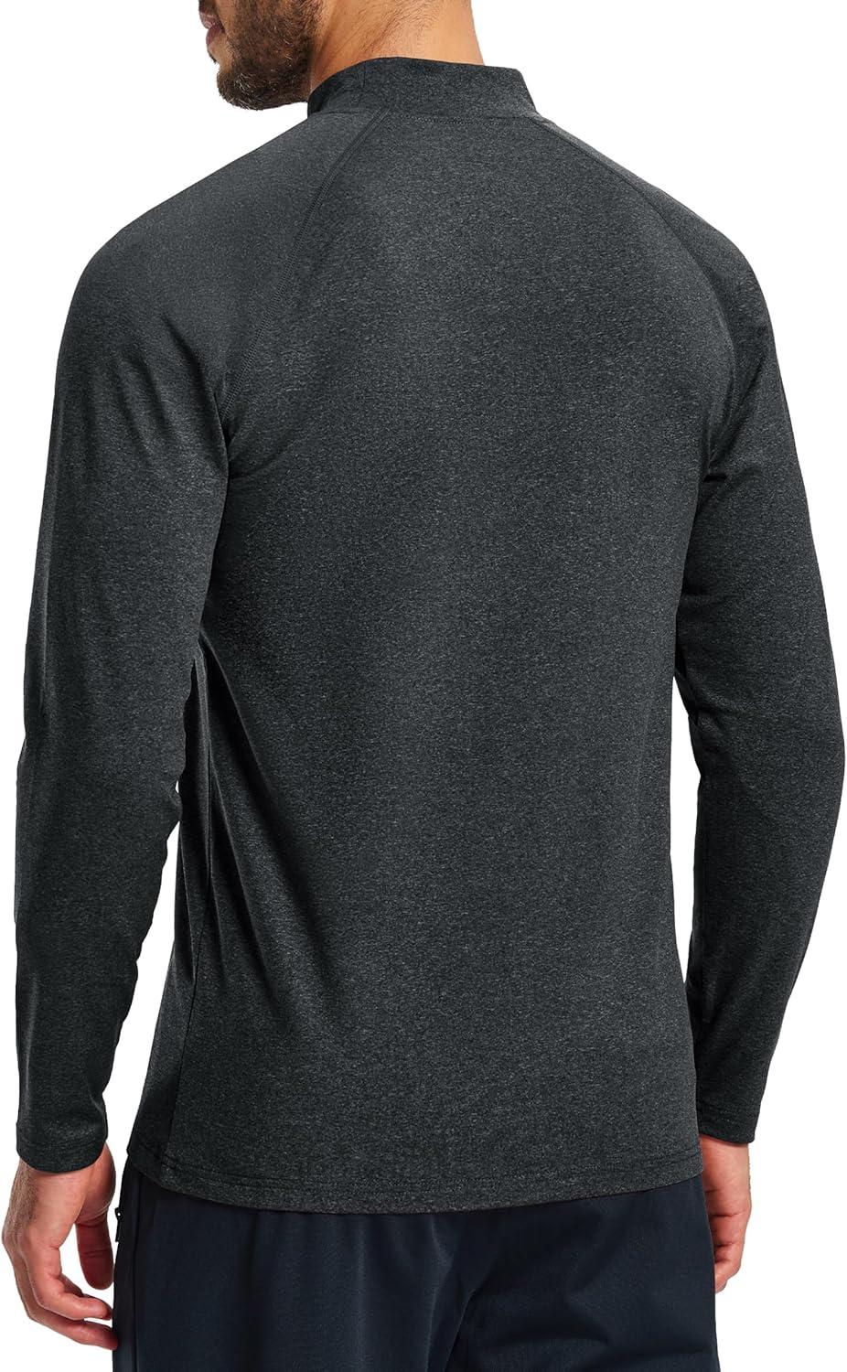 imageMAGCOMSEN Mens Thermal Shirts Long Sleeve Fleece Lined Base Layer Undershirts Athletic Warm Winter Workout TopBlack