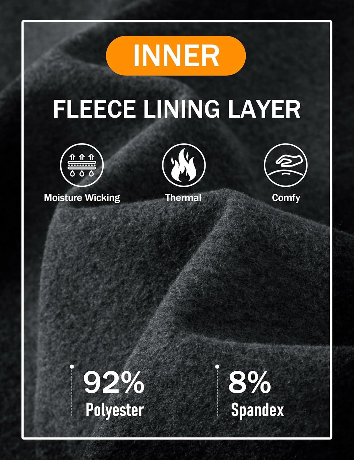 imageMAGCOMSEN Mens Thermal Shirts Long Sleeve Fleece Lined Base Layer Undershirts Athletic Warm Winter Workout TopBlack