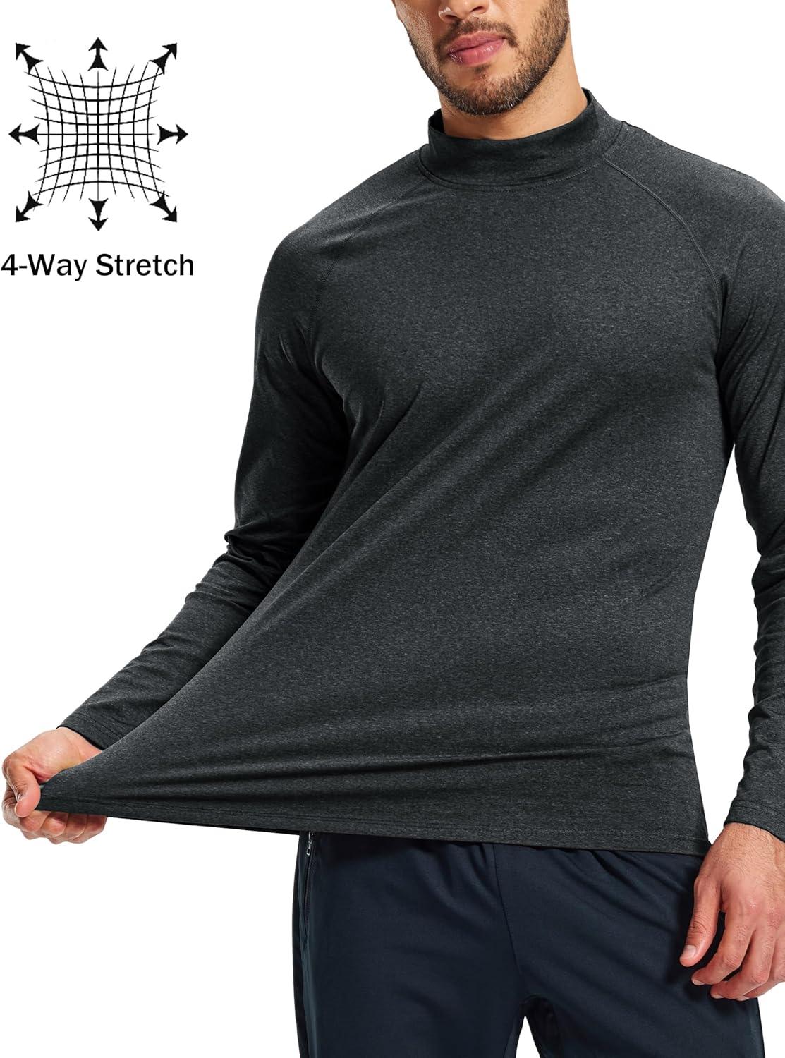 imageMAGCOMSEN Mens Thermal Shirts Long Sleeve Fleece Lined Base Layer Undershirts Athletic Warm Winter Workout TopBlack