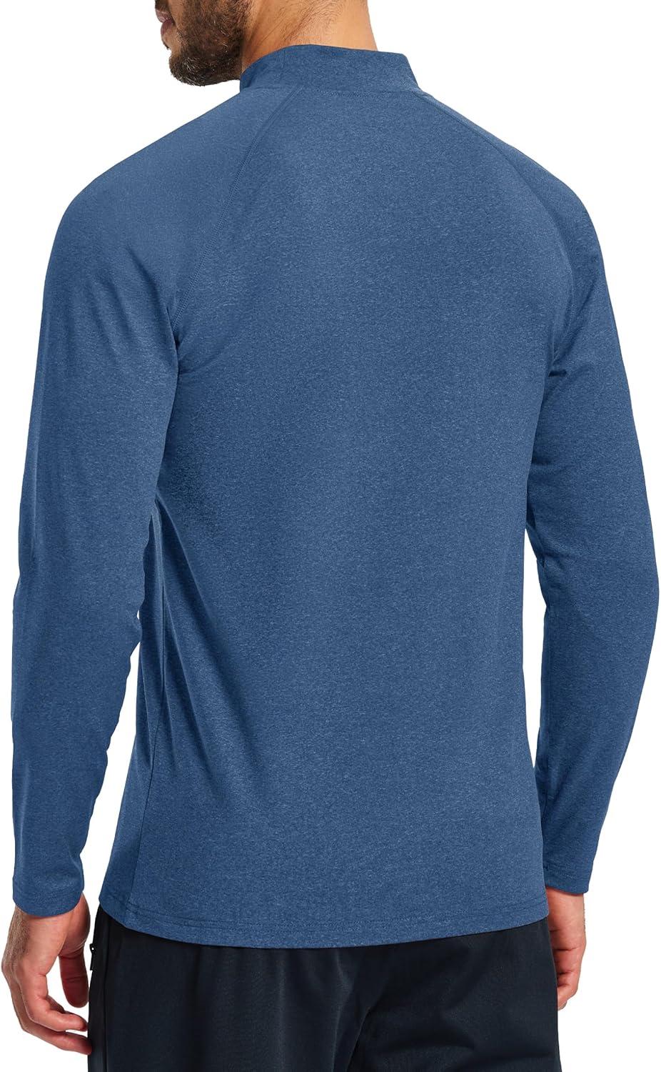 imageMAGCOMSEN Mens Thermal Shirts Long Sleeve Fleece Lined Base Layer Undershirts Athletic Warm Winter Workout TopBlue Grey