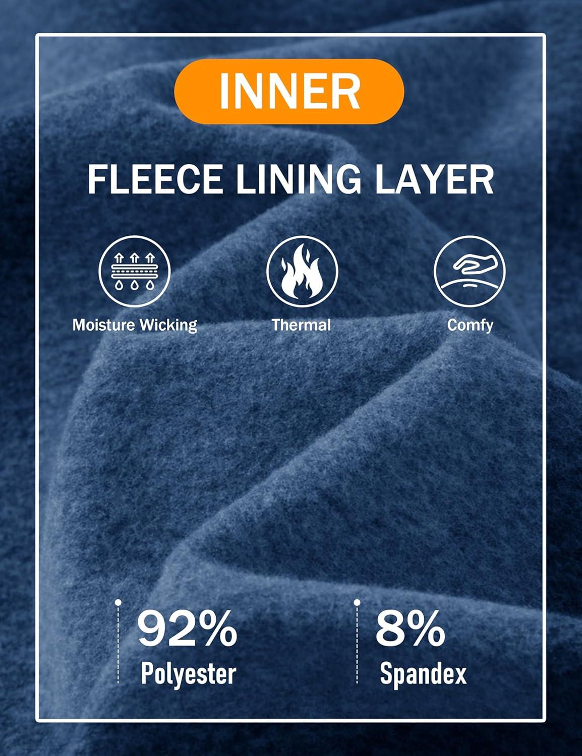 imageMAGCOMSEN Mens Thermal Shirts Long Sleeve Fleece Lined Base Layer Undershirts Athletic Warm Winter Workout TopBlue Grey