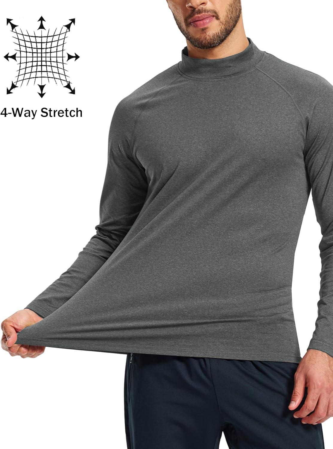 imageMAGCOMSEN Mens Thermal Shirts Long Sleeve Fleece Lined Base Layer Undershirts Athletic Warm Winter Workout TopGray
