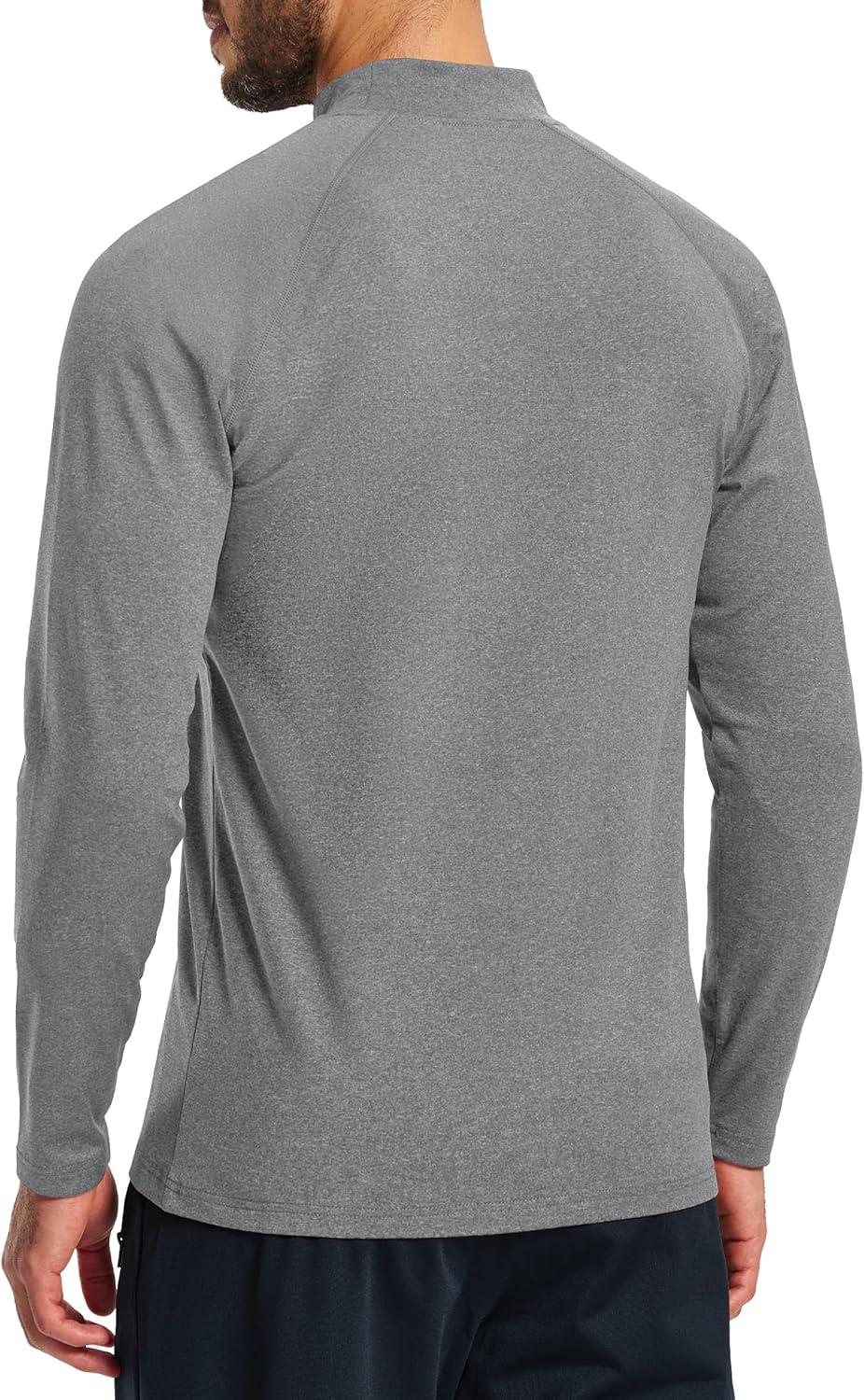 imageMAGCOMSEN Mens Thermal Shirts Long Sleeve Fleece Lined Base Layer Undershirts Athletic Warm Winter Workout TopLight Gray