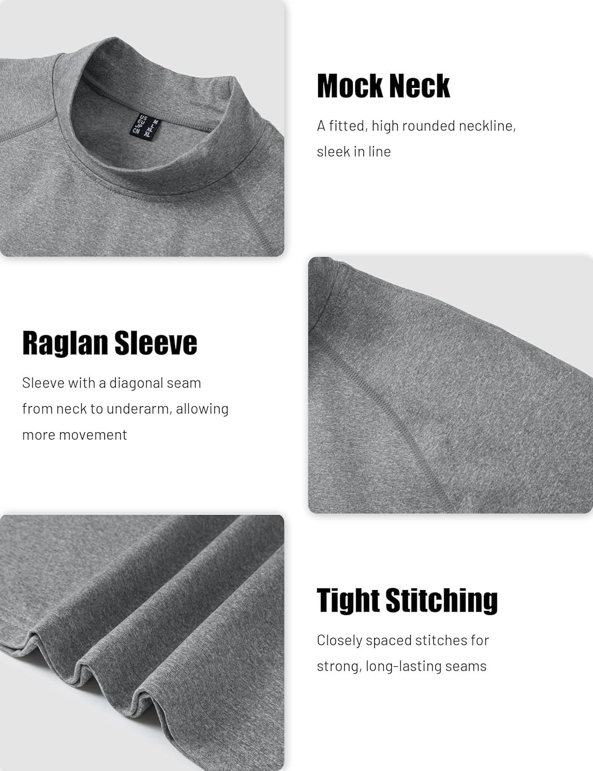 imageMAGCOMSEN Mens Thermal Shirts Long Sleeve Fleece Lined Base Layer Undershirts Athletic Warm Winter Workout TopLight Gray