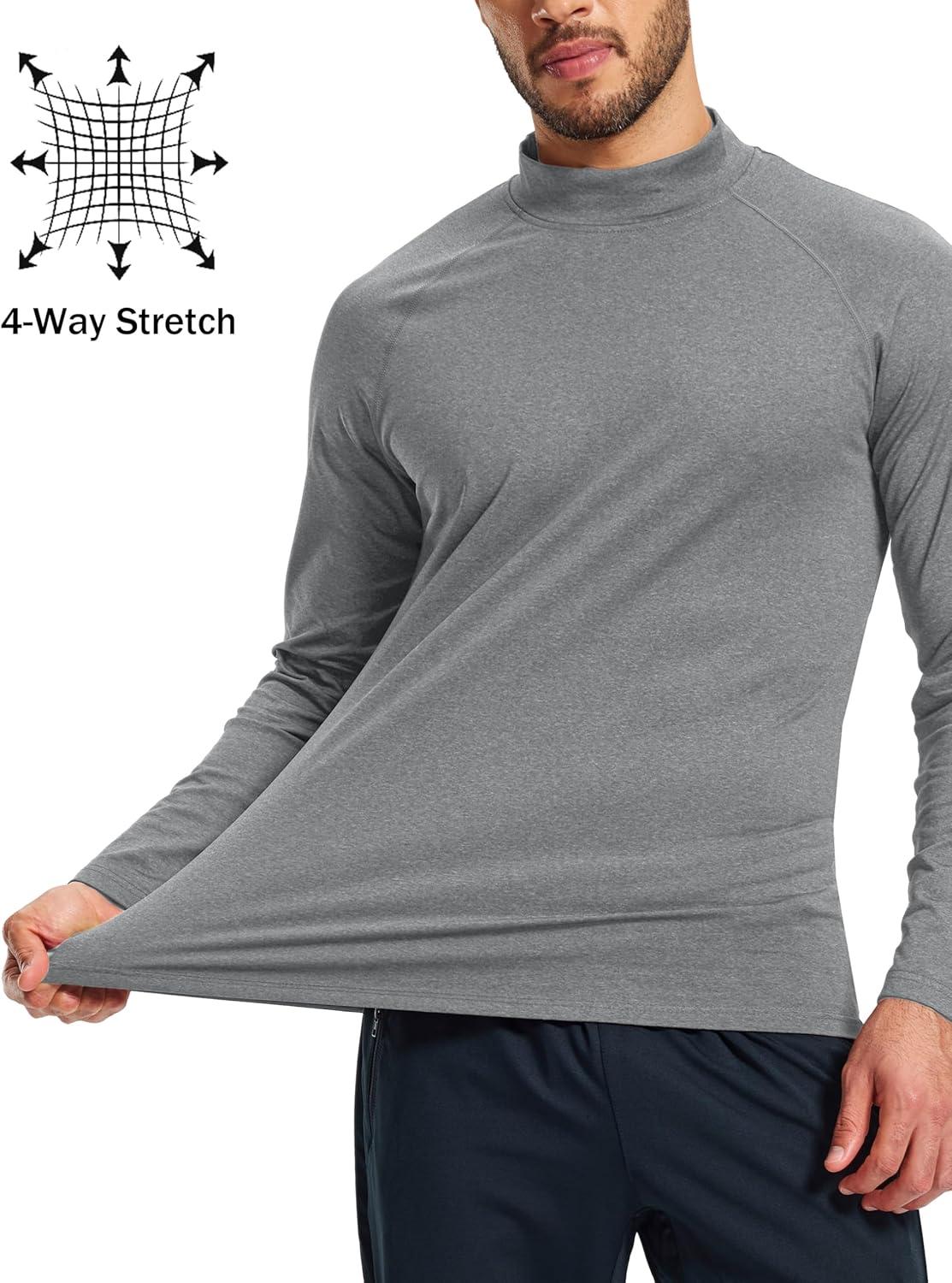 imageMAGCOMSEN Mens Thermal Shirts Long Sleeve Fleece Lined Base Layer Undershirts Athletic Warm Winter Workout TopLight Gray