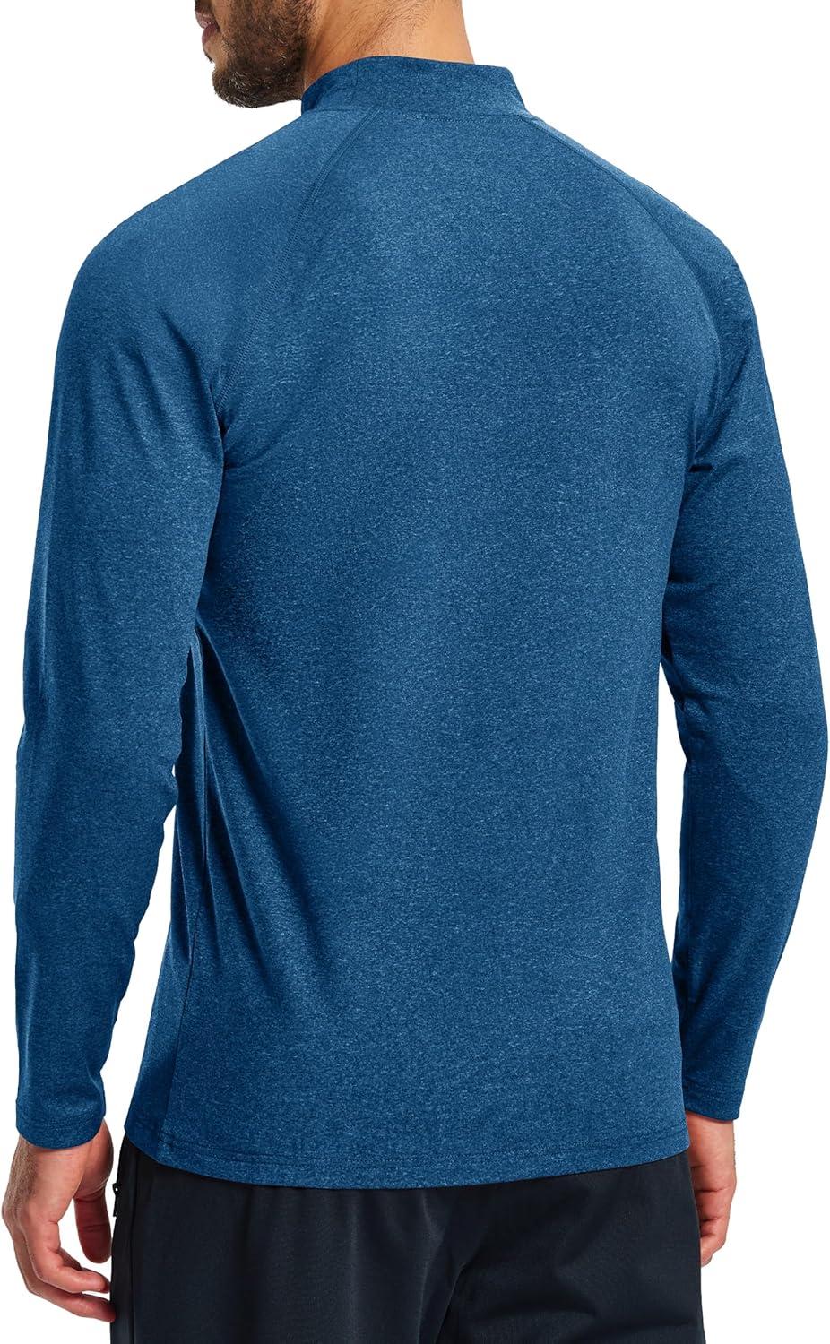 imageMAGCOMSEN Mens Thermal Shirts Long Sleeve Fleece Lined Base Layer Undershirts Athletic Warm Winter Workout TopMedium Blue