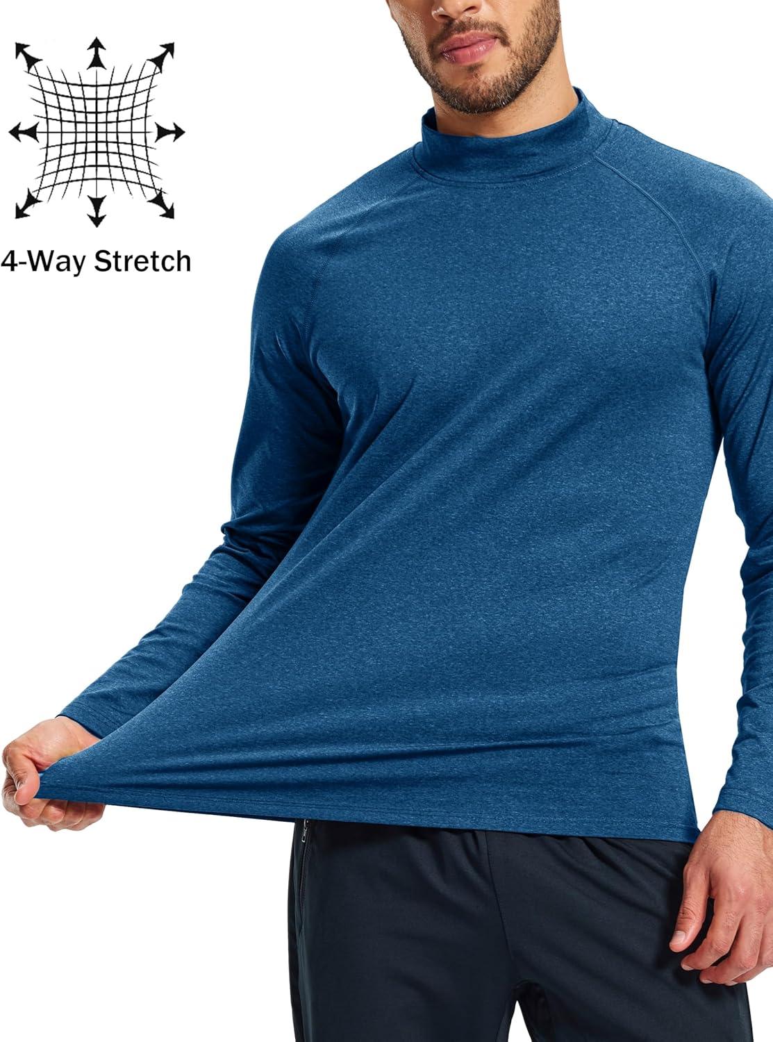 imageMAGCOMSEN Mens Thermal Shirts Long Sleeve Fleece Lined Base Layer Undershirts Athletic Warm Winter Workout TopMedium Blue