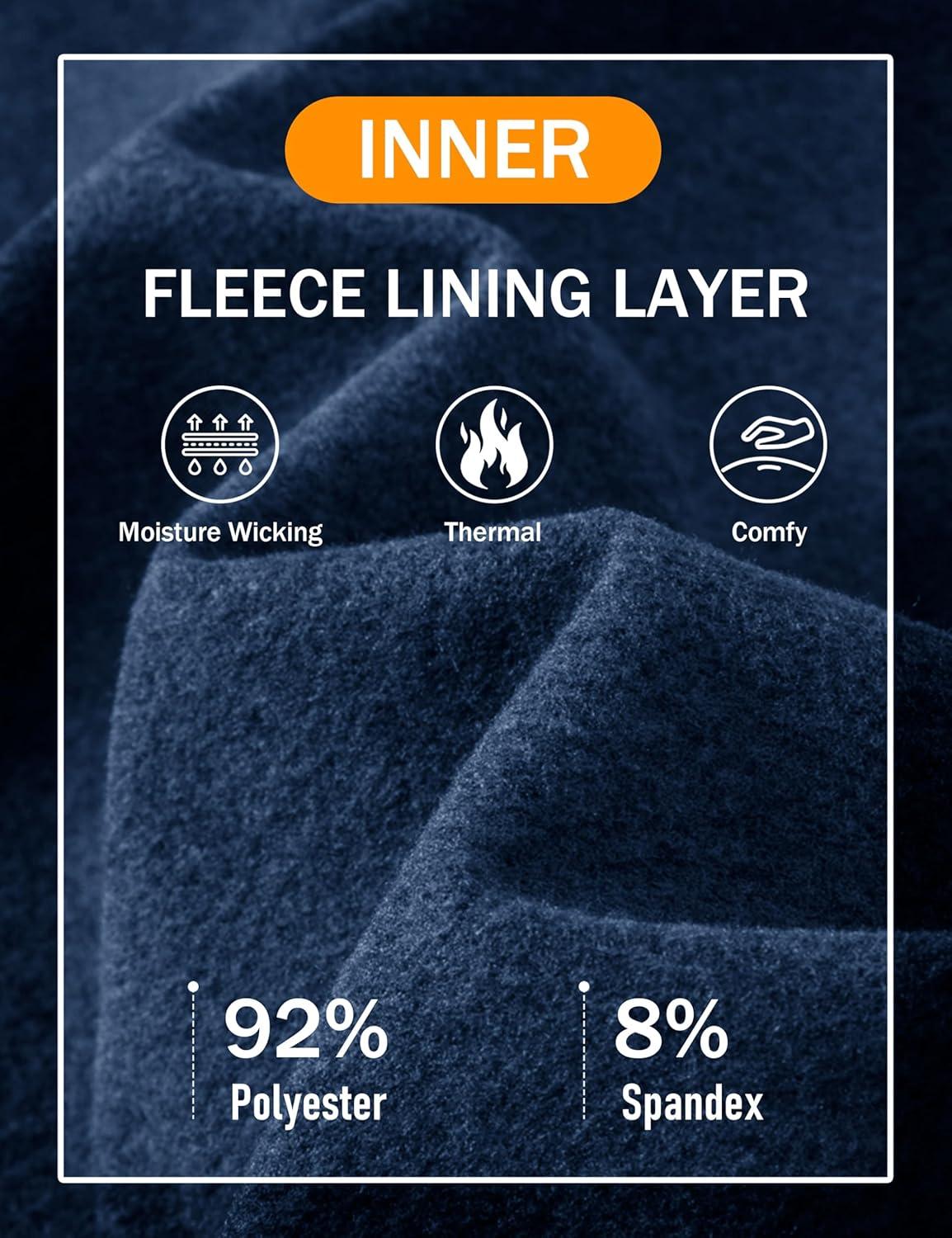 imageMAGCOMSEN Mens Thermal Shirts Long Sleeve Fleece Lined Base Layer Undershirts Athletic Warm Winter Workout TopNavy