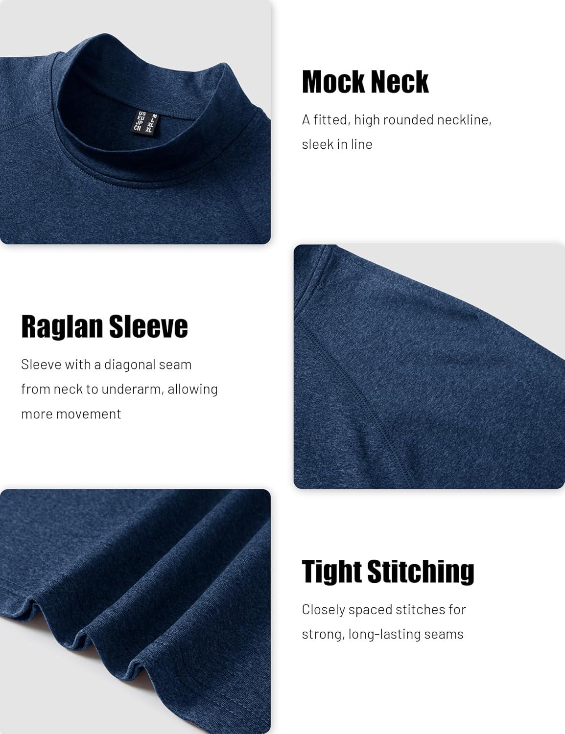 imageMAGCOMSEN Mens Thermal Shirts Long Sleeve Fleece Lined Base Layer Undershirts Athletic Warm Winter Workout TopNavy