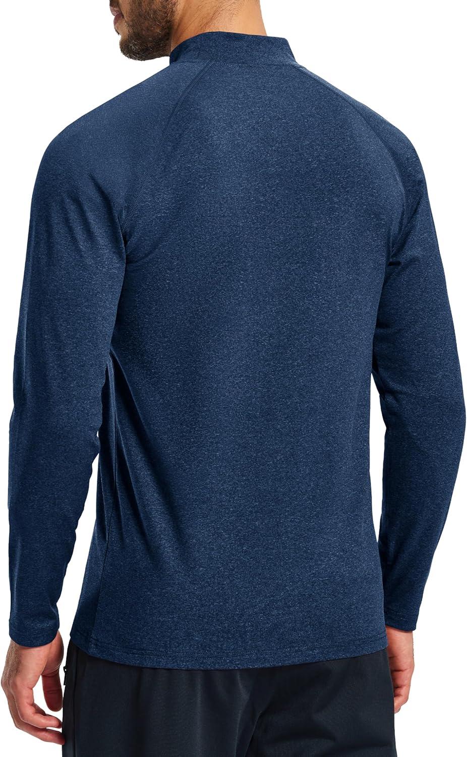 imageMAGCOMSEN Mens Thermal Shirts Long Sleeve Fleece Lined Base Layer Undershirts Athletic Warm Winter Workout TopNavy