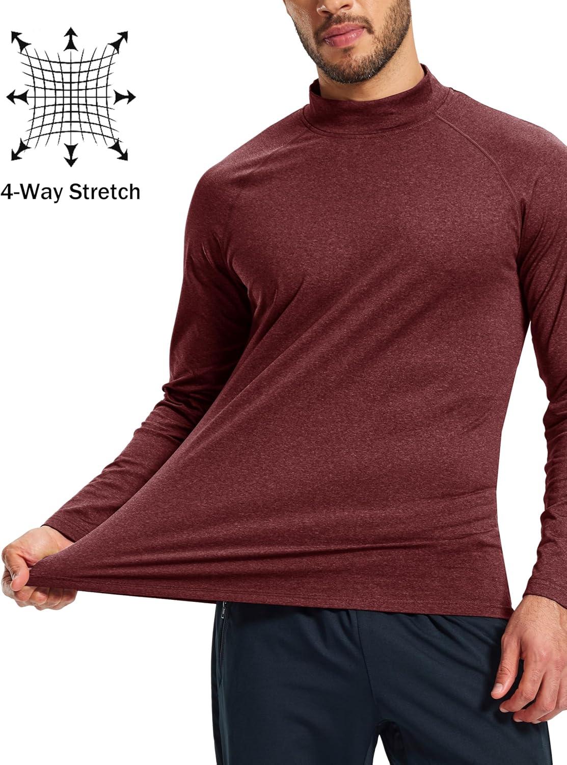 imageMAGCOMSEN Mens Thermal Shirts Long Sleeve Fleece Lined Base Layer Undershirts Athletic Warm Winter Workout TopWine Red