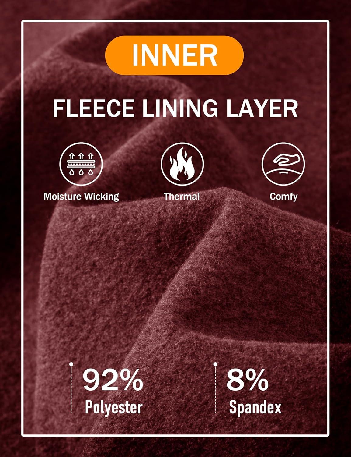 imageMAGCOMSEN Mens Thermal Shirts Long Sleeve Fleece Lined Base Layer Undershirts Athletic Warm Winter Workout TopWine Red