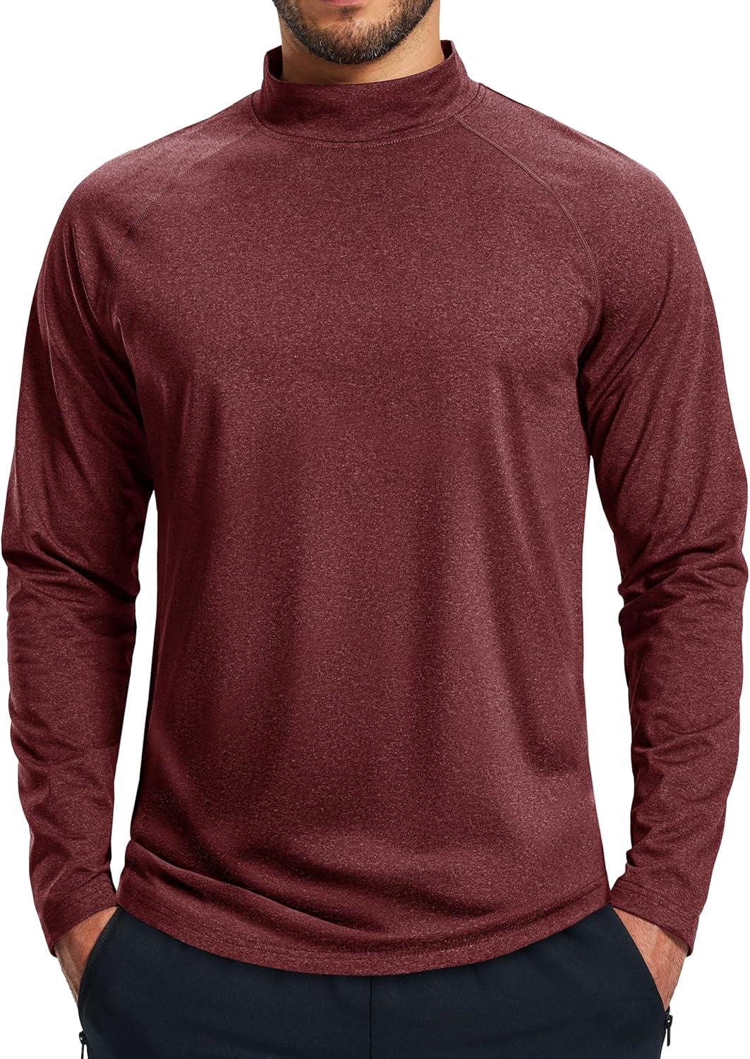 imageMAGCOMSEN Mens Thermal Shirts Long Sleeve Fleece Lined Base Layer Undershirts Athletic Warm Winter Workout TopWine Red