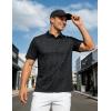 imageMAGCOMSEN Mens Golf Shirt Short Sleeve Dry Fit Moisture Wicking Golf Polos Casual Performance Print Collared Shirt MenLine Black