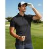 imageMAGCOMSEN Mens Golf Shirt Short Sleeve Dry Fit Moisture Wicking Golf Polos Casual Performance Print Collared Shirt MenLine Black