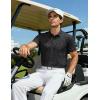 imageMAGCOMSEN Mens Golf Shirt Short Sleeve Dry Fit Moisture Wicking Golf Polos Casual Performance Print Collared Shirt MenLine Black
