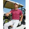 imageMAGCOMSEN Mens Golf Shirt Short Sleeve Dry Fit Moisture Wicking Golf Polos Casual Performance Print Collared Shirt MenLine Pink