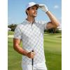 imageMAGCOMSEN Mens Golf Shirt Short Sleeve Dry Fit Moisture Wicking Golf Polos Casual Performance Print Collared Shirt MenPlaid White