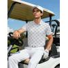 imageMAGCOMSEN Mens Golf Shirt Short Sleeve Dry Fit Moisture Wicking Golf Polos Casual Performance Print Collared Shirt MenPlaid White