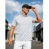 imageMAGCOMSEN Mens Golf Shirt Short Sleeve Dry Fit Moisture Wicking Golf Polos Casual Performance Print Collared Shirt MenPlaid White