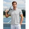 imageMAGCOMSEN Mens Golf Shirt Short Sleeve Dry Fit Moisture Wicking Golf Polos Casual Performance Print Collared Shirt MenPlaid White