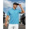 imageMAGCOMSEN Mens Golf Shirt Short Sleeve Dry Fit Moisture Wicking Golf Polos Casual Performance Print Collared Shirt MenWave Blue