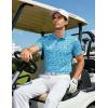 imageMAGCOMSEN Mens Golf Shirt Short Sleeve Dry Fit Moisture Wicking Golf Polos Casual Performance Print Collared Shirt MenWave Blue