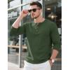 imageMAGCOMSEN Mens Henley Long Sleeve Shirt Cotton Lightweight Tee Shirts Casual Basic Tees with PocketArmy Green