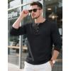 imageMAGCOMSEN Mens Henley Long Sleeve Shirt Cotton Lightweight Tee Shirts Casual Basic Tees with PocketBlack