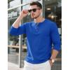 imageMAGCOMSEN Mens Henley Long Sleeve Shirt Cotton Lightweight Tee Shirts Casual Basic Tees with PocketCloor Blue
