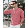 imageMAGCOMSEN Mens Henley Long Sleeve Shirt Cotton Lightweight Tee Shirts Casual Basic Tees with PocketGrey Pink