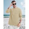 imageMAGCOMSEN Mens Henley Long Sleeve Shirt Cotton Lightweight Tee Shirts Casual Basic Tees with PocketKhaki