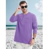 imageMAGCOMSEN Mens Henley Long Sleeve Shirt Cotton Lightweight Tee Shirts Casual Basic Tees with PocketLight Purple