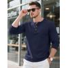 imageMAGCOMSEN Mens Henley Long Sleeve Shirt Cotton Lightweight Tee Shirts Casual Basic Tees with PocketNevy Blue