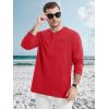 imageMAGCOMSEN Mens Henley Long Sleeve Shirt Cotton Lightweight Tee Shirts Casual Basic Tees with PocketTomato Red