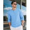 imageMAGCOMSEN Mens Henley Long Sleeve Shirt Cotton Lightweight Tee Shirts Casual Basic Tees with PocketWater Blue